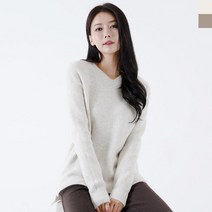 뽀얌 여자 데일리 브이넥 심플 울니트