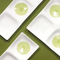 한국도자기 라임 2칸 3칸 4칸 사각 나눔접시, 1p, 2칸접시
