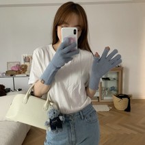 여성용 두꺼운 니트 장갑 퓨어 컬러 따뜻한 한국 다섯 손가락 확장 터치 스크린, 08 7