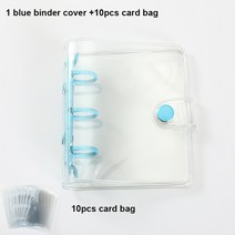 일기장 다이어리 성인 어른 비밀 교환 일기 sharkbang 마카롱 3 링 바인더 노트북 세트 10pcs 슬리브 미니 루스 리프 저널 노트북 총알 카드 홀더, 파란색