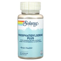 해외 3410000592 Solaray (솔라레이) Solaray Phosphatidylserine Plus 60 Capsules, One Color, One Size