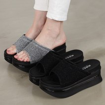 트루디제이 여성용 통굽 웨지 슬리퍼 여름 샌들 사무실 플랫폼 실내화 키높이 7cm