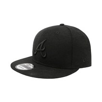 New Era 애틀랜타 브레이브스 MLB 블랙 온 9FIFTY 스냅백 캡 조절 가능 5693803252