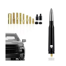 AJXN Ajxn 1 PC 자동차 총알 안테나 해골 5.4In 포드 F150 랭글러사용 지프 시보레 실버라도 1500 2500 3500 HD 눈사태 GMC 시에라 데날리 헤비 듀티, Medium, Skull-Silver