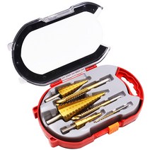 삼각 샹크 스텝드릴 6종 세트 하드케이스 플라스틱 목공 철재 가공용, 6종세트