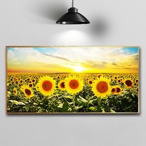 화색갤러리 풍수 인테리어 와03 해바라기 그림 액자 프리미엄 캔버스천으로 인화, 골드무광