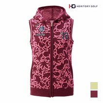 [헤리토리골프] [헤리토리골프] 여성 오리 낙엽 패턴 후드 풀집업 니트 베스트_MGWBOTF8301