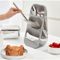 kfic 수저통 방진 다용도 주방 식기 수납함 수저 냄비 삽 벽걸이 선반, 흰색