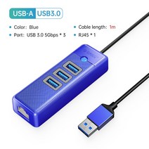 usb허브 c타입허브 호환 ORICO-USB 3.0 c형 허브 RJ45 1000Mbps 이더넷 Lan 어댑터 기가비트 네트워크 카드, 05 USB A 1m 3 USB3.0 BL