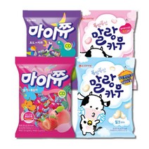 소프트캔디 모음 마이쮸 대용량(284g) + 말랑카우 대용량(158g), 마이쮸 딸기복숭아 1개+말랑카우밀크 2개, 1세트