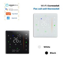 24VAC 스마트 홈 HVAC 온도 조절기 2P/4P 팬 코일 난방 및 냉각 용 Tuya 라이프 앱, 09 006ELW-86Surface Box, 01 24VAC