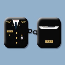 와우박스 주문제작 경찰 정복 공무원 유니폼 이니셜 계급 문구 텍스트 에어팟 버즈 하드 이어폰 케이스, 무광 하드케이스, 버즈(밑판 검정색)