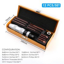 KALAIDUN 13 Pcs 임팩트 스크루 드라이버 세트 헤비 듀티 쇼크 스크류 치즐, 협력사, 12 PC 세트