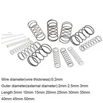 토션 인장 코일 금형 스프링 20pcs 0.22 2.5 35-50mm 스프링 스틸 소형 압축 해제 기계식 리턴 스프링 압력 스프링 od 2mm 2.5mm 3mm, 0.2mm, 15mm, 15mm