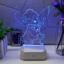 홀로그램 피규어 스티치 3D 스텐드 조명 7색 충전식 무드등 침대 테이블 장식, 단품