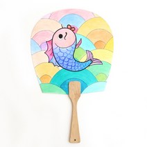 민화샵 부채만들기 종이부채 만들기 재료 전통공예, 01_평부채 만들기 입문형 (물고기)