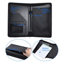노트커버 공책 Padfolio-휴대용 비즈니스 포트폴리오 폴더 문서 케이스 A5 PU 가죽 사무실 정리함, [01] A5 inner core