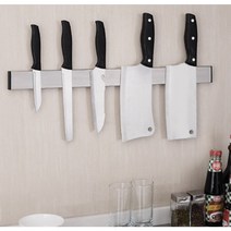 중식도보관 싱크대칼꽂이 자석칼걸이 스테인레스 마그넷 벽부착, 실버