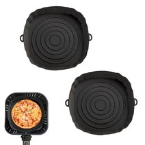 에어프라이어 실리콘용기 2Pcs Air Fryer Silicone Basket Mold Airfryer Oven Baking Tray Pizza Fried Ch, 06 2pcs black