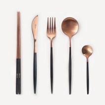 verico LUA Cutlery set 가볍고 데일리로 사용하는 노르딕스타일 커트러리 5P세트, 로즈골드 + 블랙