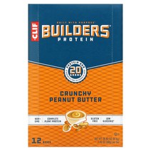 Clif Bar Builders Protein Bar 아삭거리는 땅콩 버터 12 바 각각 2.4 oz (68 g) 1팩, 크런치 땅콩 버터