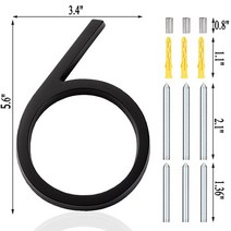 전원주택문패 현관문패 문호수 부동 외부 주택 번호 문 초대형 검은색 아파트 주소 및 우편함 플레이트 에 현대적인 숫자 표시, 6