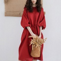 w5429 여름 린넨 면 오버핏 원피스 여성 긴팔 편한 원피스 6종~2XL+선물증정