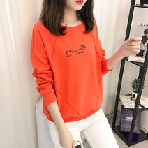 일월전빵 기본 라운드넥 레터링 가을겨울 여성 긴팔 티셔츠 B-C023