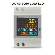광파워미터Din 레일 전력계 전압계 전류계 40-300V 0-100 볼트 앰프 역률 에너지, CHINA, 40-300V LCD