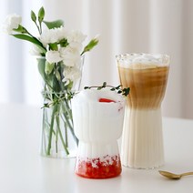 비라운드 성화물결 내열 플랫 화이트 유리잔 2종, 성화물결450