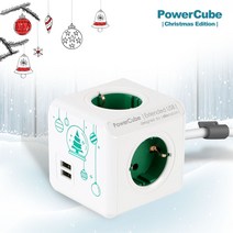 파워큐브멀티탭 크리스마스에디션 그린트리 4구 1.5M USB, 단품, 단품