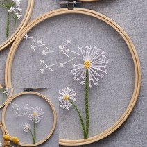 히뚜상점 DIY 프랑스자수 패키지 민들레 프랑스자수패키지 수예도구 들꽃 세트 자수도안 자수세트 공예 만들기 취미