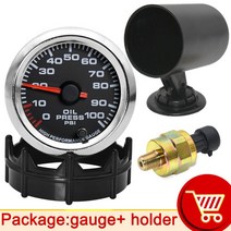 유면계 유량계 HD 자동 오일 압력 측정기 0-100 Psi 52mm 오일 압력 게이지 오일 프레스 센서 1/8NPT 7, 01 with gauge cup