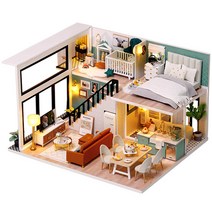 미니어처 아파트 모형 diy 하우스 미니어쳐하우스 diy 하우스 만들기 미니어쳐 오르골 아이엠미니 조립 DIY 나무집 인형집 키트 미니인형집 장난감 가구 LED등 선물, Zqw-ss형