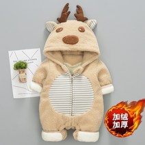 귀여운 사슴 바디 슈트 롬퍼 신생아 겨울 우주복 동물 아동복 극세사 수면 의상 유아용 털옷