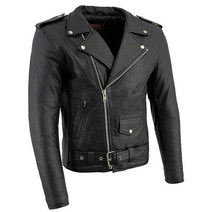 Milwaukee Leather LKM1781 남성용 레전드 클래식 폴리스 스타일 블랙 가죽 오토바이 재킷 퀼트 안감 포함 - 2XL 497774, XX-Large