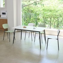 바보사랑 바올 이븐 1400세라믹 4인용 식탁세트 의자4.티에스퍼니처(무료배송), 블랙／화이트마블／이븐(화이트)그린4