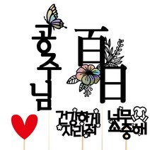 비비드레인 백일 첫돌 두돌 생일 케이크토퍼, 공주님+백일(한자)
