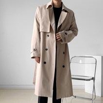 마브로 칸트 남성 더블버튼 봄 가을 캐주얼 롱 트렌치코트