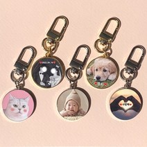 포토 키링 주문 제작 강아지 고양이 커플 사진 에어팟 열쇠고리, 실버
