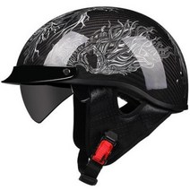 반모헬멧 바이크헬멧 소두핏 클래식 레트로 DOT Carbonfiber 오토바이 독일 Casco 일본식 모토 오픈 하프 페이스 헬기 바이커 파일럿 맨, 35.b9 - XL