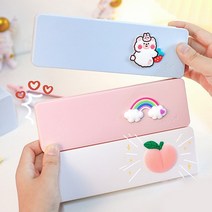 귀여운 캐릭터 포인트 펜슬케이스 플라스틱 슬림 필통, 화이트곰1P