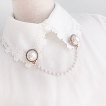 유니크 블라우스 하트 진주 체인 패션 브로치 빈티지