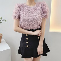 비니케이즈 무배 비쥬 수술 반팔 겨울 블라우스 2컬러
