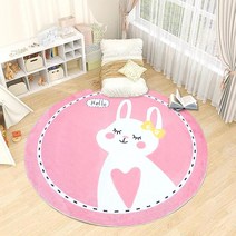 ATHNG 우주 로켓 러그 160cm(63인치) 만화 푹신한 원형 소녀 침실용 아기방을 위한 아이들을 귀여운 방 장식, Pink1_32 inch