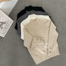 [옷자락] 여자 폴라 겨울 긴팔니트 크림 목티 긴팔티