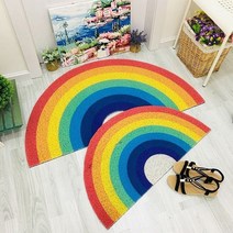 미니러그 단모러그 페르시안러그 대형러그 장모러그 1pc 홈 레인보우 도어 매트 반원형 바닥 매트 욕실 문 입구 미끄럼 방지 매트 만화 컬러 깔개 방진 방수 카펫