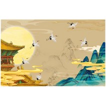 길조 두루미 풍수 우드 직소퍼즐 장수 부귀 재운 가져다주는 선학상운 풍수 일러스트 조각퍼즐 부모님선물 집에서 즐기는 취미생활 감압 집중력향상 300 500 1000피스 티레오, 300피스, 선학상운 퍼즐도안03