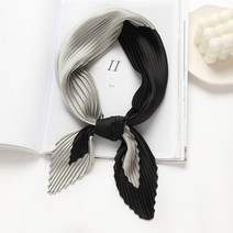 플리츠 배색 쁘띠 실크 스카프 F063