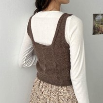 여자 크로쉐 스퀘어넥 뷔스티에니트 슬렌더 가을 조끼